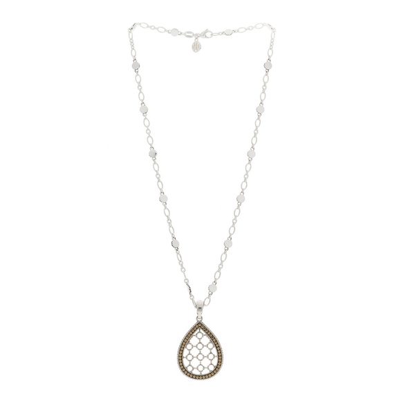 John Hardy Sterling Silver 18K Yellow Gold Dot Teardrop Pendant Necklace